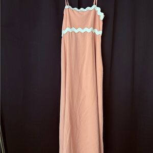 Pink Maxi Dress with White Trim